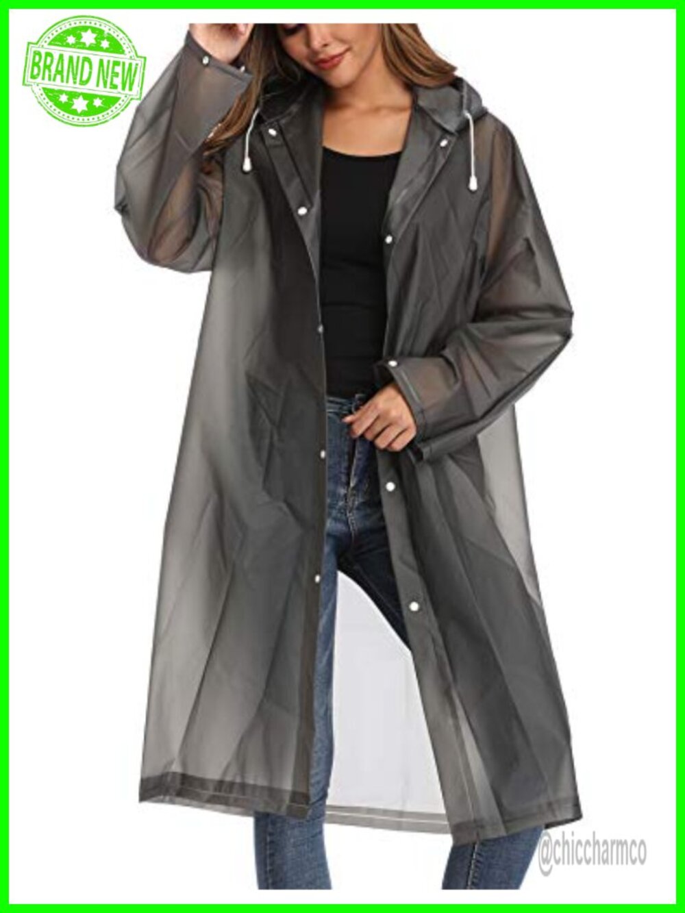 EVA Raincoat Waterproof Reusable Long Rain Poncho Unisex Lightweight Portable